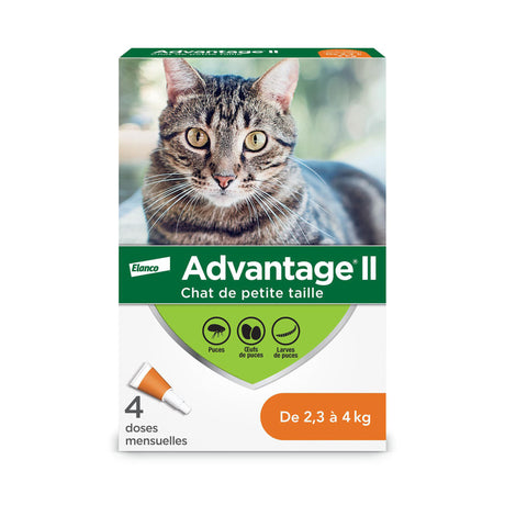 Advantage II chat 4 doses 2.3kg à 4kg