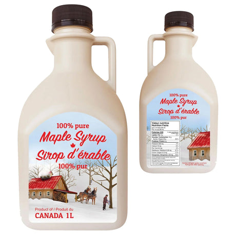 Cruchon carré en plastique pour sirop d'érable 1 L