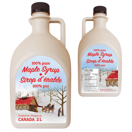 Cruchon carré en plastique pour sirop d'érable 2 L