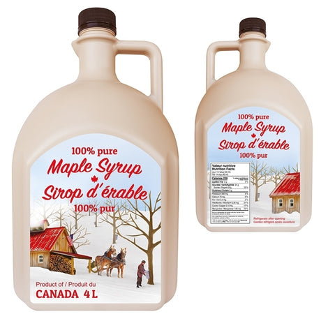 Cruchon carré en plastique pour sirop d'érable 4 L