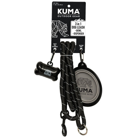 Laisse pour chien Kuma 3-en-1 Noire