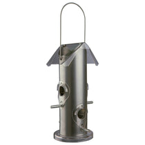 Mangeoire pour oiseaux sauvages Silo en métal argent