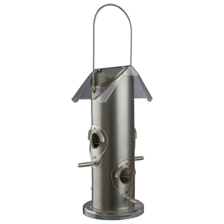 Mangeoire pour oiseaux sauvages Silo en métal argent
