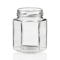 Pot hexagonal en verre 190 ml (12/pqt)
