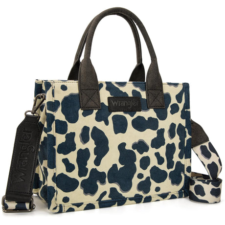 Wrangler sac tote crossbody en feutre motif Vache | Noir et bleu